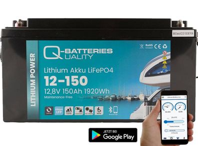 Q-Batteries Lithium Akku 12-150 12,8V 150Ah 1920Wh LiFePO4 mit Bluetooth