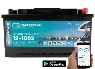 Q-Batteries Lithium Akku 12-100 12,8V 150Ah 1280Wh LiFePO4 mit Bluetooth