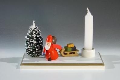 Kerzenhalter Weihnachtsmann mit Schlitten Breite 14cm NEU Kerze Kerzenlicht Tee