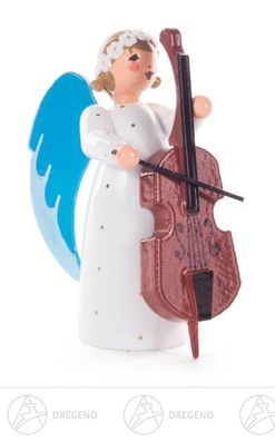 Engel mit Bass, stehend H=ca 7 cm NEU Erzgebirge Weihnachtsfigur Holzfigur