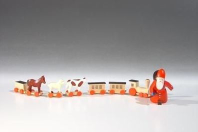 Holzfigur Weihnachtsmann mit Tieren und Eisenbahn Höhe 4,5cm NEU Spielzeug Zug Ei