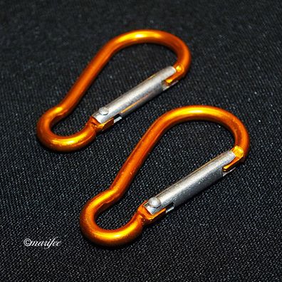 Karabinerhaken Mini, 2 Stück Aluminium, Orange, 45 x 22 mm Art.-Nr. 13119