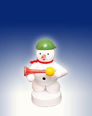 Weihnachtsdekoration Schneemann mit Hupe Höhe 8cm NEU Schnee Eismann Winterfigur