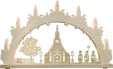 Schwibbogen Seiffener Kirche Länge ca 52cm NEU Motivleuchte Lichterbogen Erz