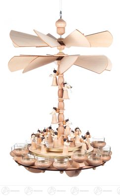 Hängepyramide mit Engeln 2 Teller und 2 Flügelräder für Teelichte 35cmx54cmx35cm