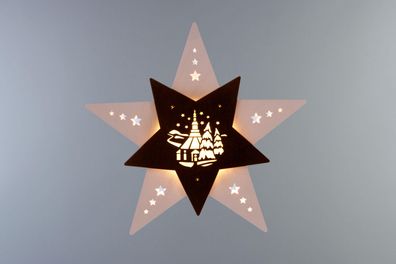 Fensterbild Knecht Ruprecht Höhe ca 29 cm NEU Seiffen Weihnachtsmann Stern Motiv