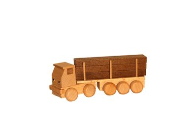 Holzspielzeug Sattelzug mit Langholz natur Länge ca. 15 cm NEU Holzauto