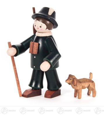 Miniatur Förster mit Hund farbig H=ca 6 cm NEU Erzgebirge Weihnachtsfigur
