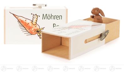 Musikdose Musikdose \"Möhren-Box\" mit Hase H=ca 6 cm NEU Erzgebirge Spieldose