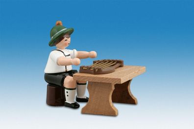 Holzfigur Musikanten mit Hut und Zither sitzend Höhe 7cm NEU Ganzjahresfigur Seif