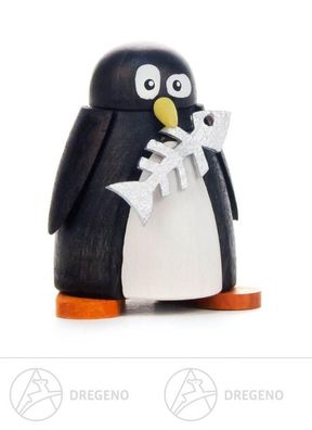 Miniatur Pinguin mit Fisch H=ca 5 cm NEU Erzgebirge Weihnachtsfigur Holzfigur