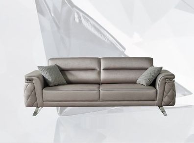 Dreisitzer Sofa 3 Sitzer Polstersofa Grau Moderne Stoffsofa Design