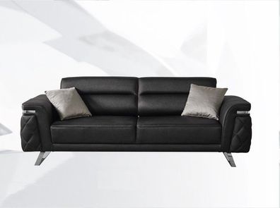 Moderne Dreisitzer Stoffsofa Sofa 3 Sitzer Polstersofa Schwarz Design