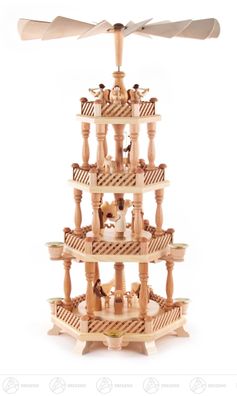 Pyramide mit Christi Geburt, 3-stöckig, für Kerzen d=14mm 35,5 cmx58 cmx35,5 cm