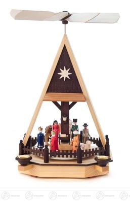 Pyramide mit Christi Geburt, farbig, für Kerzen d=14mm BxHxT 20 cmx34 cmx17,5 cm