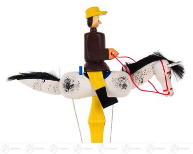 Spielzeug Pendelreiter braun auf Schimmel H=ca 15,5cm NEU Erzgebirge Pendelfigur