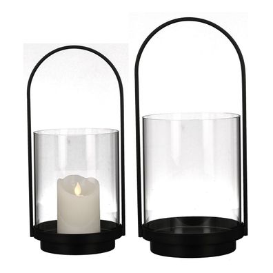 Casablanca Windlicht, "Lantern", Glas, Metall, klar, schwarz, , H. 45 cm, D. 19 ...