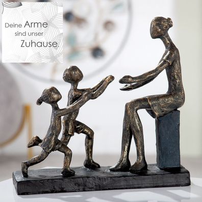 Casablanca Skulptur, Familie, "In meine Arme", Kunstharz, bronzefarben, grau, , ...