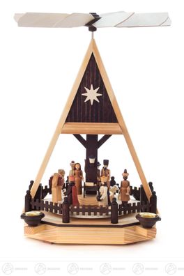 Pyramide mit Christi Geburt, für Kerzen d=14mm BxHxT 19,5 cmx32 cmx19 cm NEU