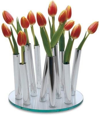 Philippi Vorteilset 1xBouquet Vase Glas, Aluminium poliert, 24 (d) cm 123063 und ...