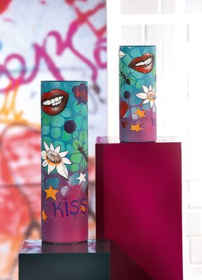 Casablanca Vase, "Street Art", Graffitimotiv, Herzmotiv, Glas, mehrfarbig, , H. ...
