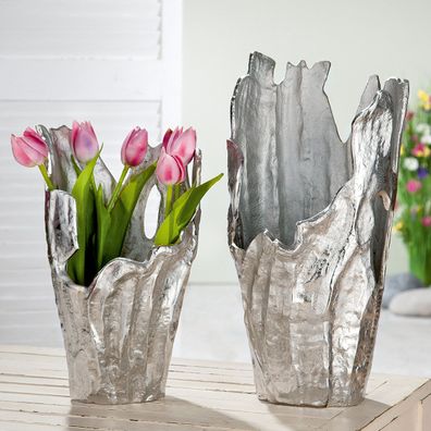 GILDE Vase, "Coralifero", Aluminium, silberfarben, , H. 46 cm, D. 24 cm 60145