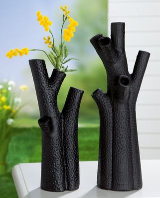 GILDE Vase, "Branch", Aluminium, schwarz, , L. 10 cm, B. 14 cm, H. 40 cm 69008