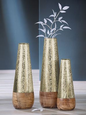 GILDE Vase, "Galana", Metall, champagnerfarben, , H. 36,5 cm, D. 14 cm 67537