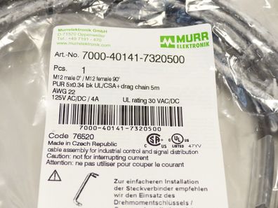 Murrelektronik 7000-40141-7320500 Kabel 5M M12 - ungebraucht!