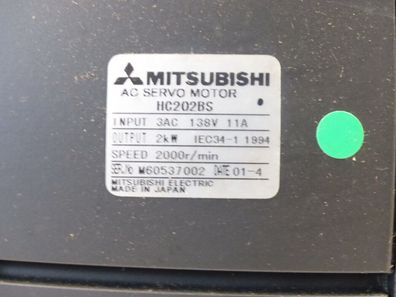 Mitsubishi AC Servo motor HC202BS IEC34-1 Ohne Encoder ungebraucht