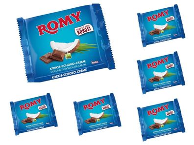 6 x 200g Romy gefüllte Milchschokolade mit Kokoscreme das Original