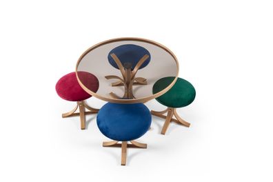 Komplett Couchtisch 4x Hocker Luxus Möbel Designer Einrichtung Kaffee Tisch