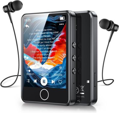 AGPTEK 64GB MP3 Player Bluetooth 5.3 2,8 Zoll HD Touchscreen FM-Radio Schwarz