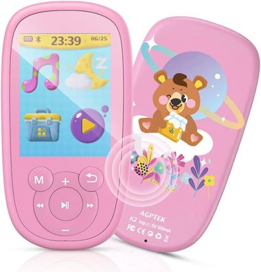 AGPTEK Bluetooth MP3 Player Kinder MP4 Player 2,4“ Bildschirm Musik Player Rosa