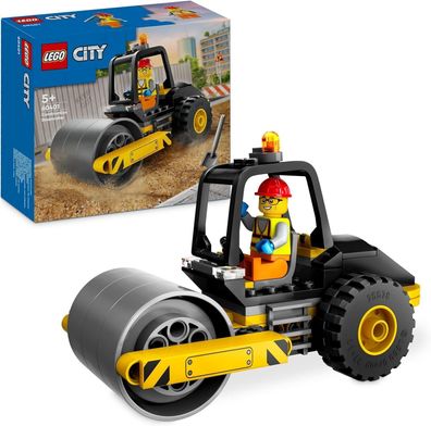LEGO City 60401 Straßenwalze Baustellenfahrzeug Kinder Spielzeug ab 5 Jahren