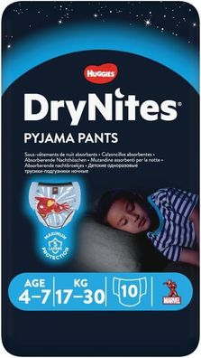 DryNites Saugfähige Jungen Nachtwindeln Bettnässen 4-7 Jahre 17-30 kg 30 Windeln