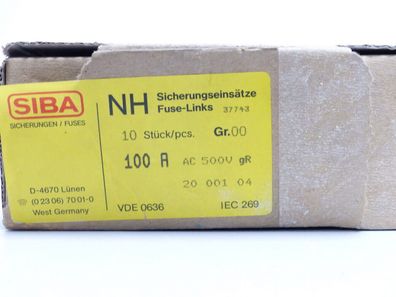 Siba 100A Sicherungseinsätze NH 00 500V VPE 4 Stk - ungebraucht! -