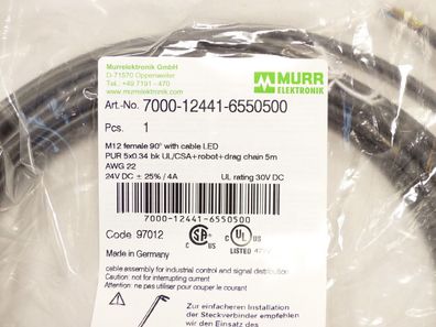 Murrelektronik 7000-12441-6550500 Kabel 5M - ungebraucht!