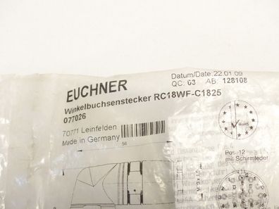 Euchner RC18WF-C1825 Winkelbuchsenstecker 077026 - ungebraucht! -