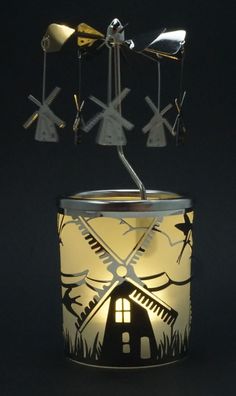 Windlicht Karussell Windmühle Glas Votivglas Leuchtglas Teelichthalter