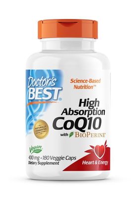 Doctor's Best, High Absorption CoQ10 mit BioPerine, 400mg, 180 vegane Kapseln