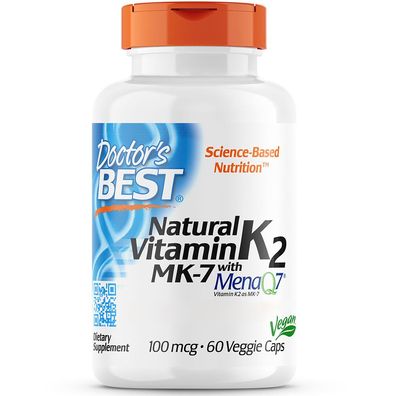Doctor's Best, Natural Vitamin K2 MK-7 with MenaQ-7, 100mcg, 60 Veg. Kapseln