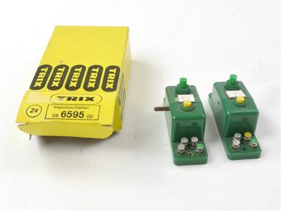 Trix 56 6595 00 2x Schalter Impulsschalter Doppelfunktionsschalter grün