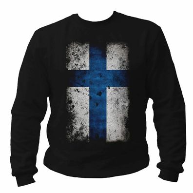 Finnland FIN Nordmann Wikinger Retro Flag Pullover Pulli Sweatshirt S-4XL