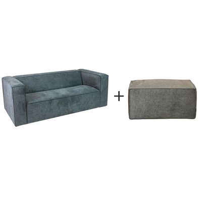 Bronx71 Design Sofa Memphis 2,5-Sitzer und Hocker Memphis Stoff anthrazit