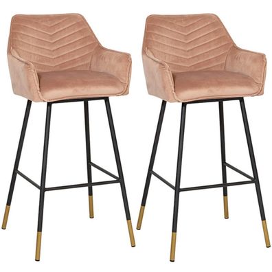 Bronx71 Barhocker Samt Fiona 65 - 78 cm rosa - 2er Set