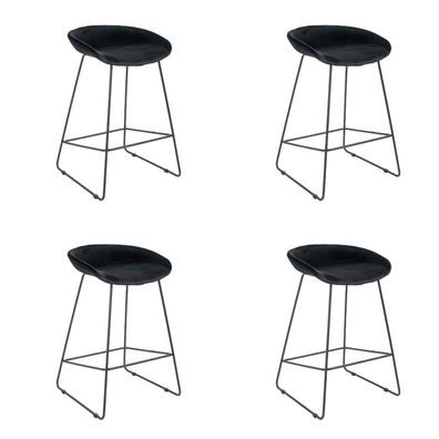 Bronx71 Barhocker Oslo Samt schwarz 66 cm - 4er Set