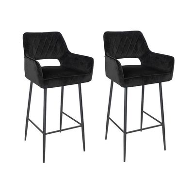 Bronx71 Barhocker Samt Mika mit Armlehne schwarz 78cm - 2er Set