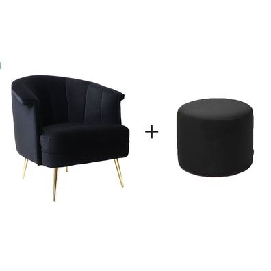 Bronx71 Samt Sessel Amy und Samt Hocker Anna modern schwarz