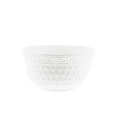 Almina 6 Teiliger Schalen-Set Weiß aus Porzellan mit Muster für Müsli 450 ml